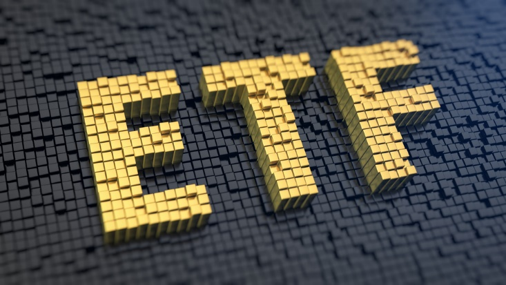ETF acronym made of gold pixels